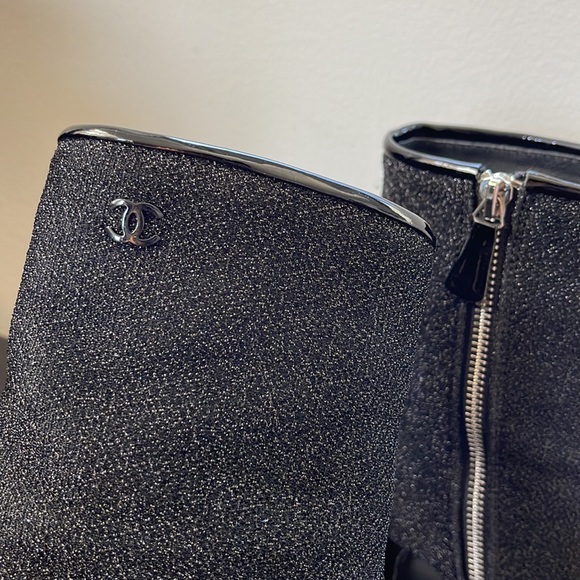 Chanel Black Milky Way Patent Cap Toe Ankle Boots size 37 - Picture 2 of 5